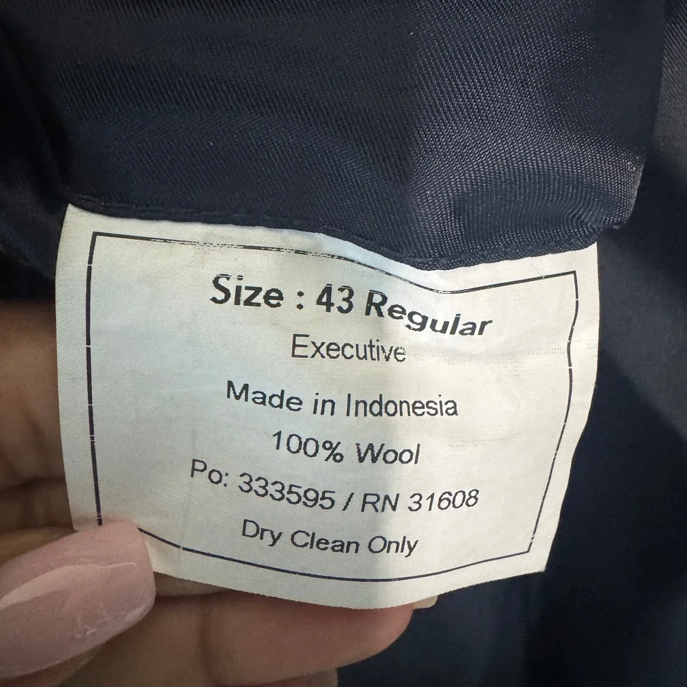 JOS. A.‎ BANK Mens 43R Blazer Jacket Navy Blue Wool Two Button Classic Business